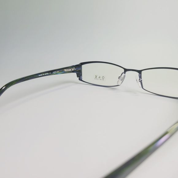 O&X NY OT-208U Titanium eyeglasses green blue stripe full frame 53-18 136 C7 - Picture 4 of 13